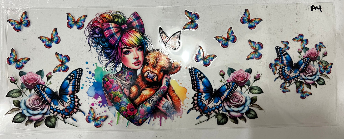 A4 Tattoo woman holding baby cow with lid