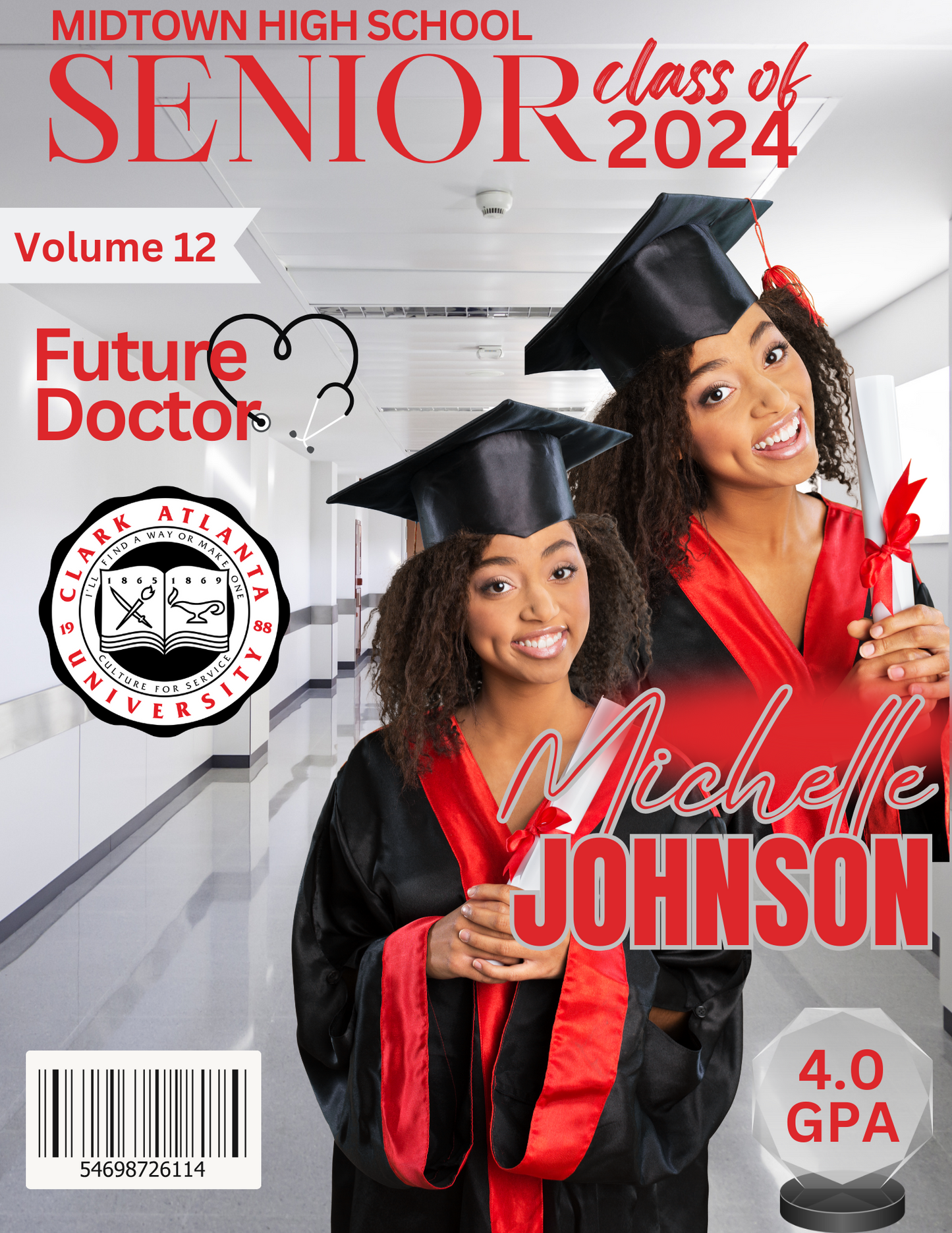 Graduation Magazine Cover Editable Digital Designs