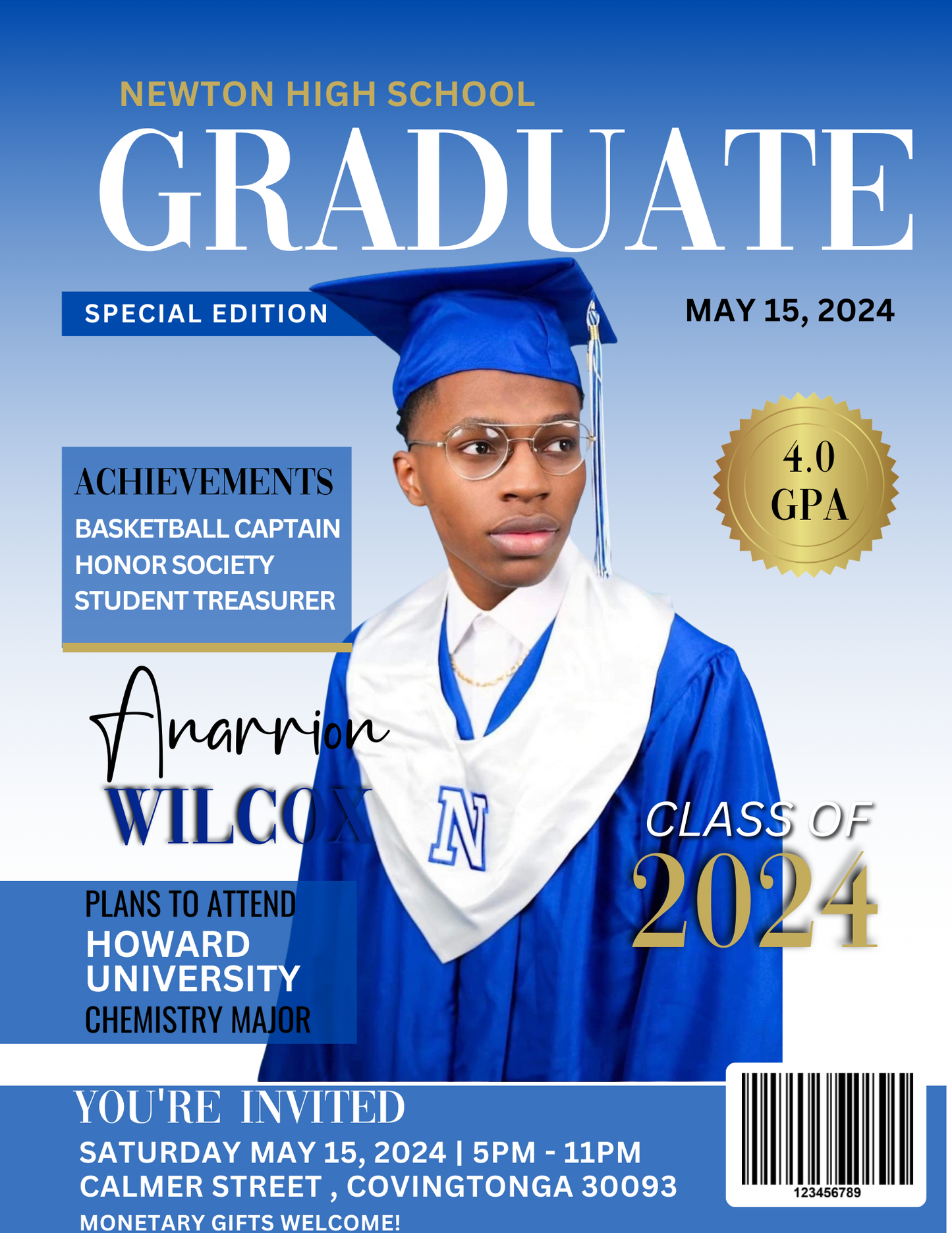 Graduation Magazine Cover Editable Digital Designs