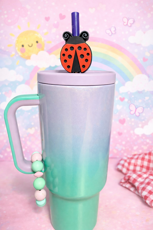 Lady bug straw topper