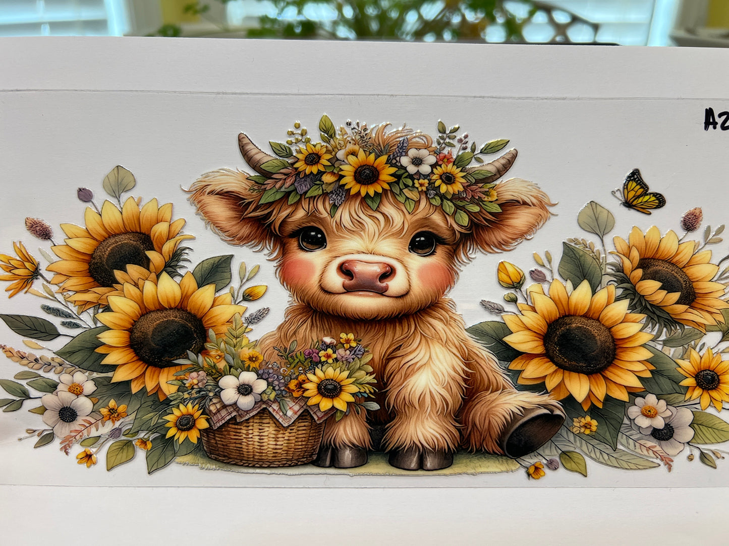 A24 baby cow with sunflowers