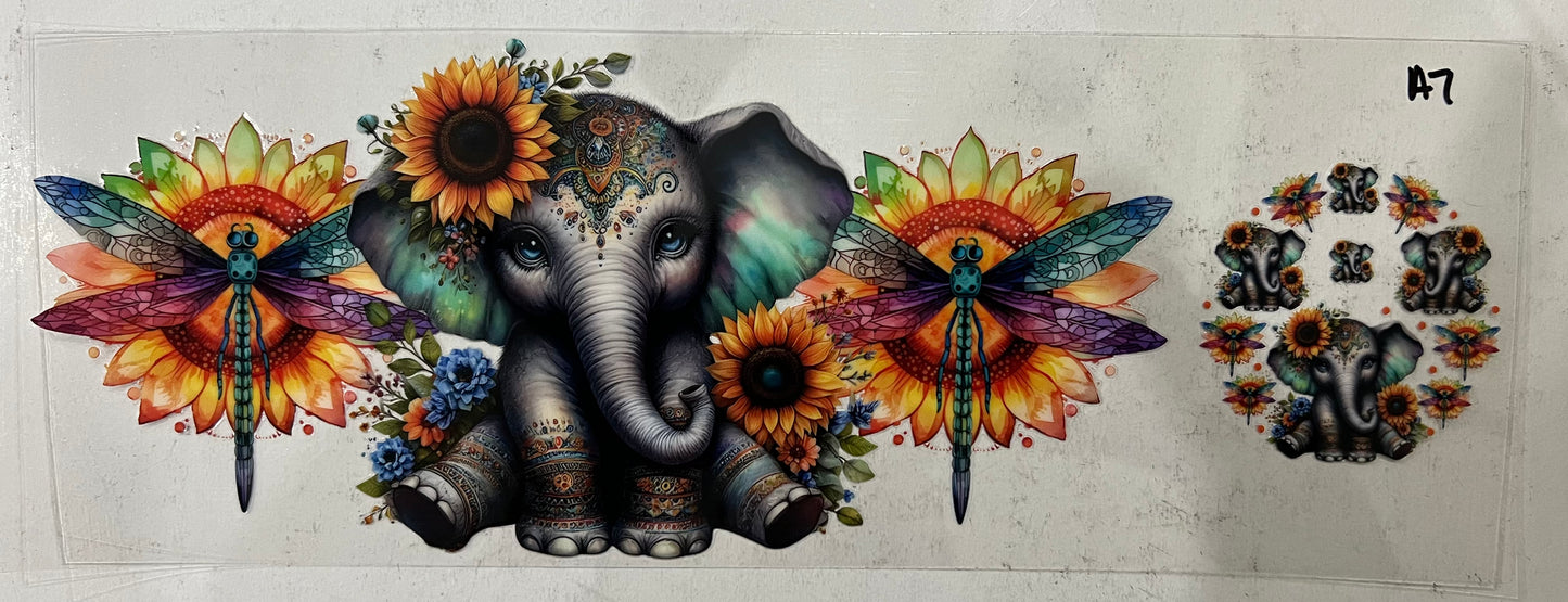 A7 Elephant with mandela and dragonflies with lid