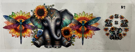 A7 Elephant with mandela and dragonflies with lid