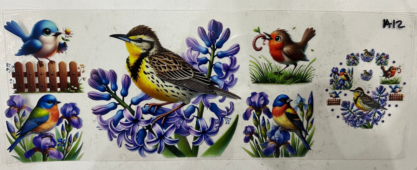 A12 Birds with purple flowers with lid