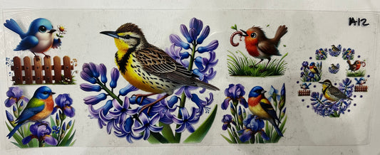 A12 Birds with purple flowers with lid