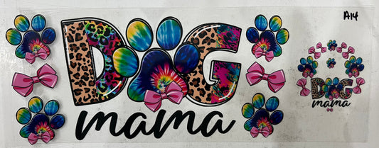 A14 Dog mama with paw prints and bows with lid