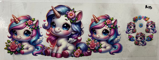 A15 Baby unicorns with flowers with lid