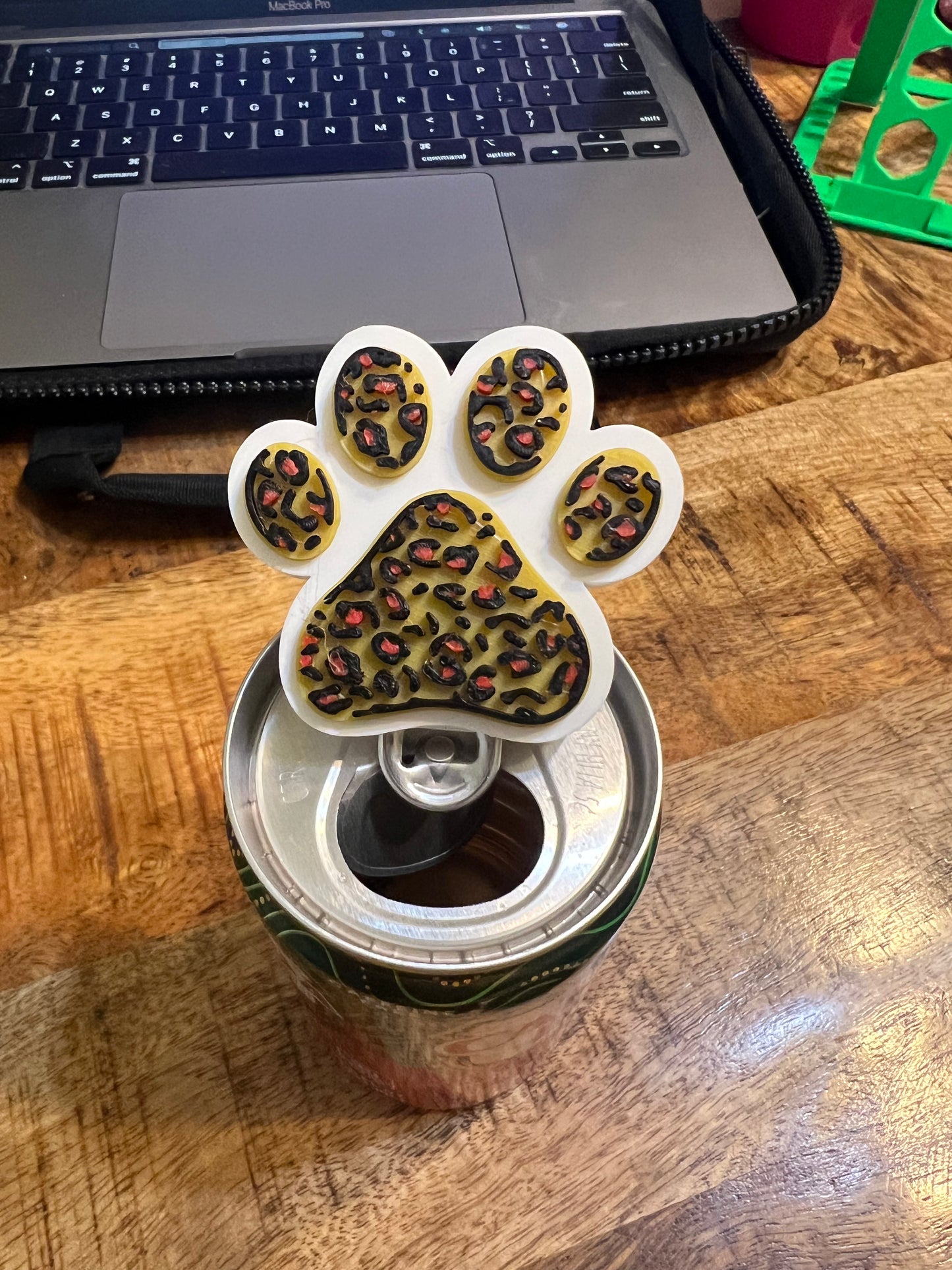 Leopard paw print Soda Can Pop Top Opener/keychain