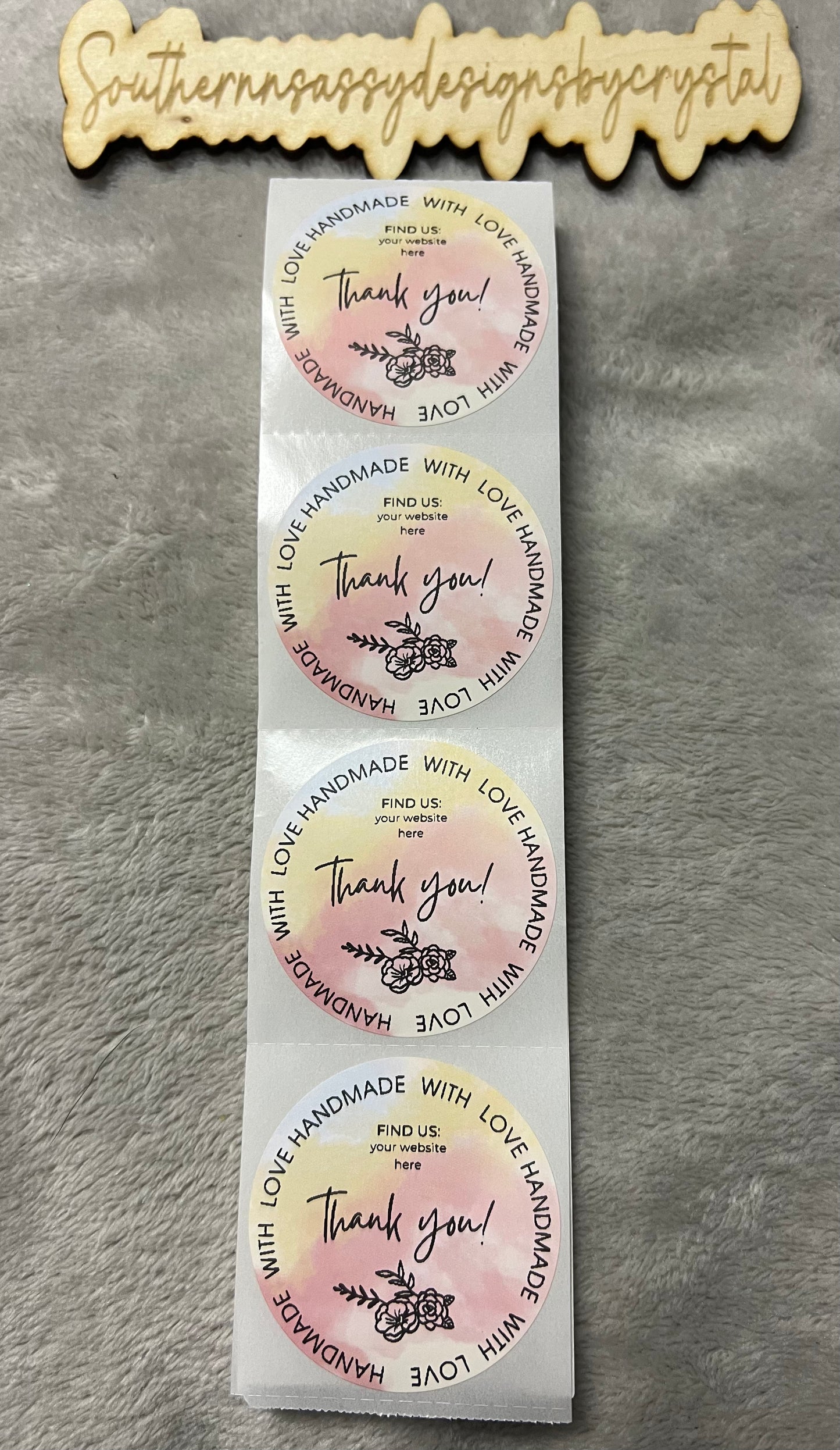 Pink floral Thank you sticker