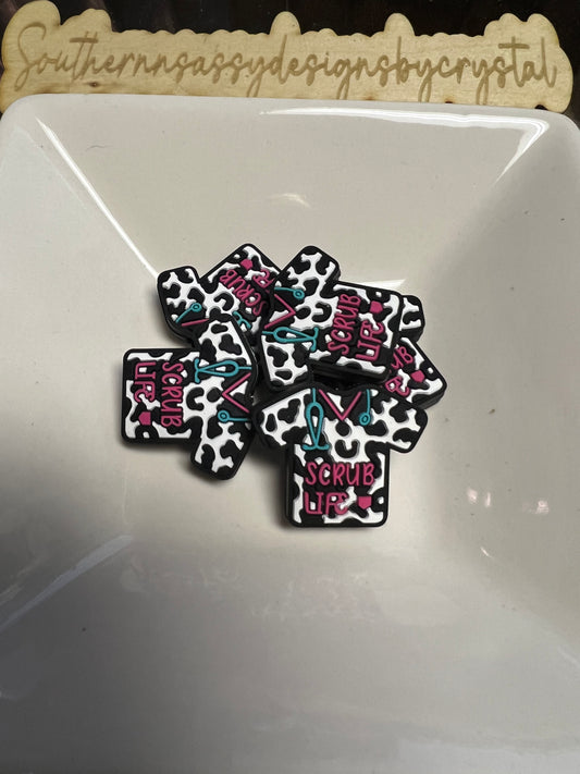 Cow print scrub life