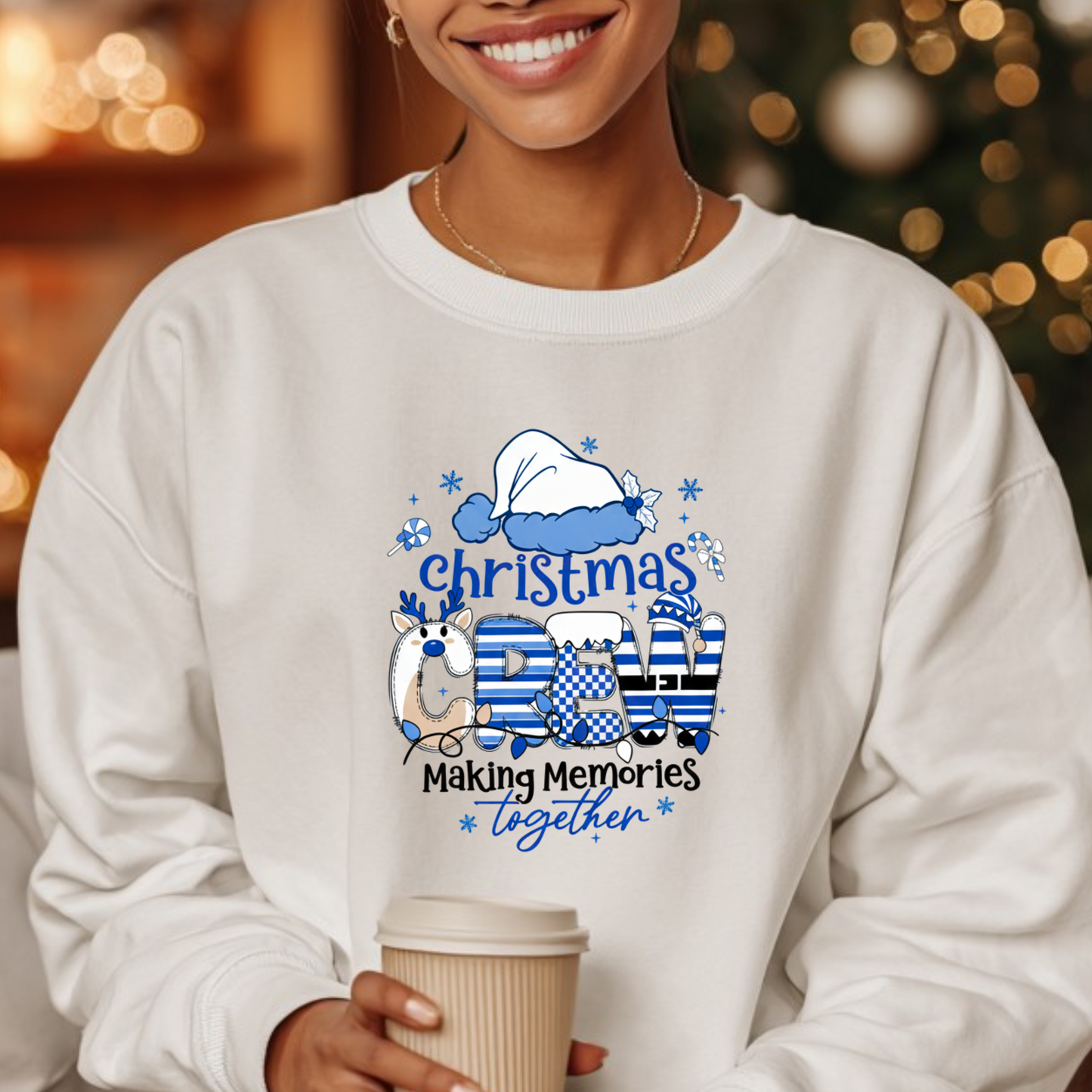 Christmas crew making memories together G180 Gildan Crewneck Pullover Sweatshirt