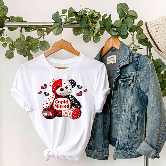 Cupid missed patchwork teddy bear G500 Gildan 5.3 oz. T-Shirt