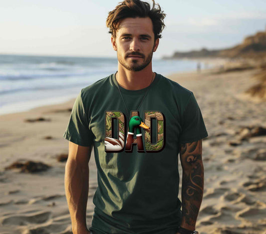 Dad with Mallard Duck, Camo T-Shirt
