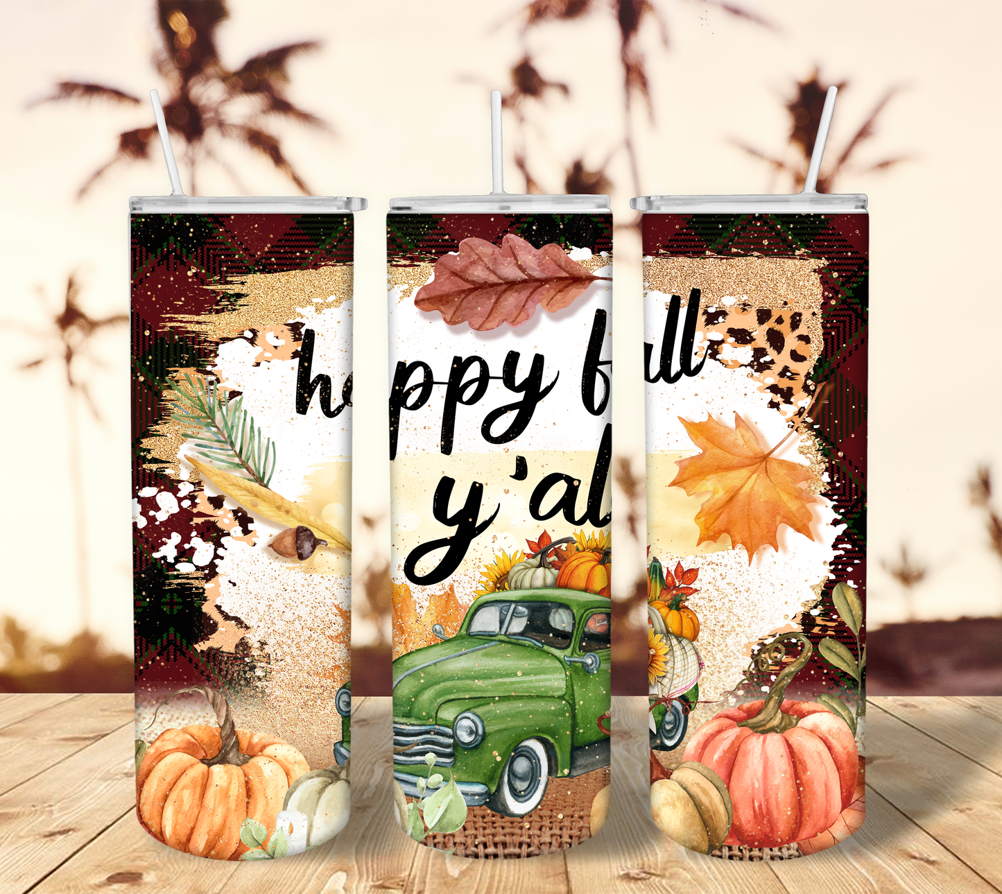 Happy Fall Y'all Green Truck