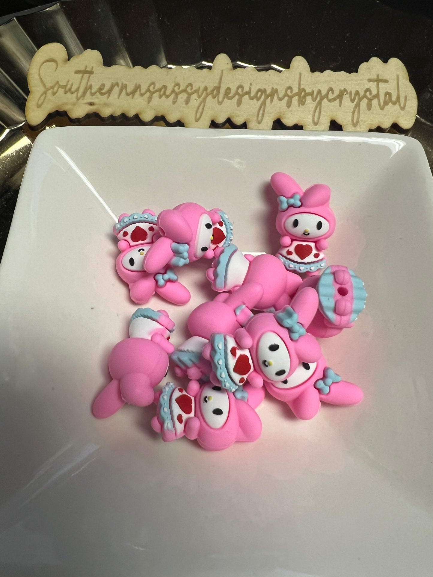 3d Pink hk with blue bow #3d103