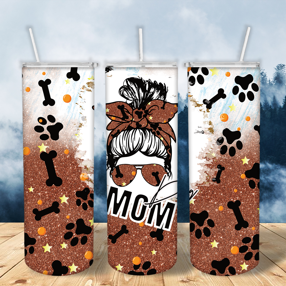 Brown Dog Mom glitter